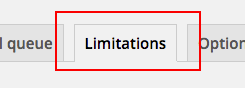Limitations tab